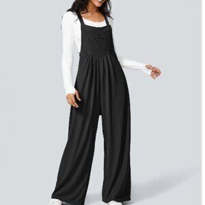 Halara Black Adjustable Strap  Multiple Pockets Waffle Casual Overalls Medium